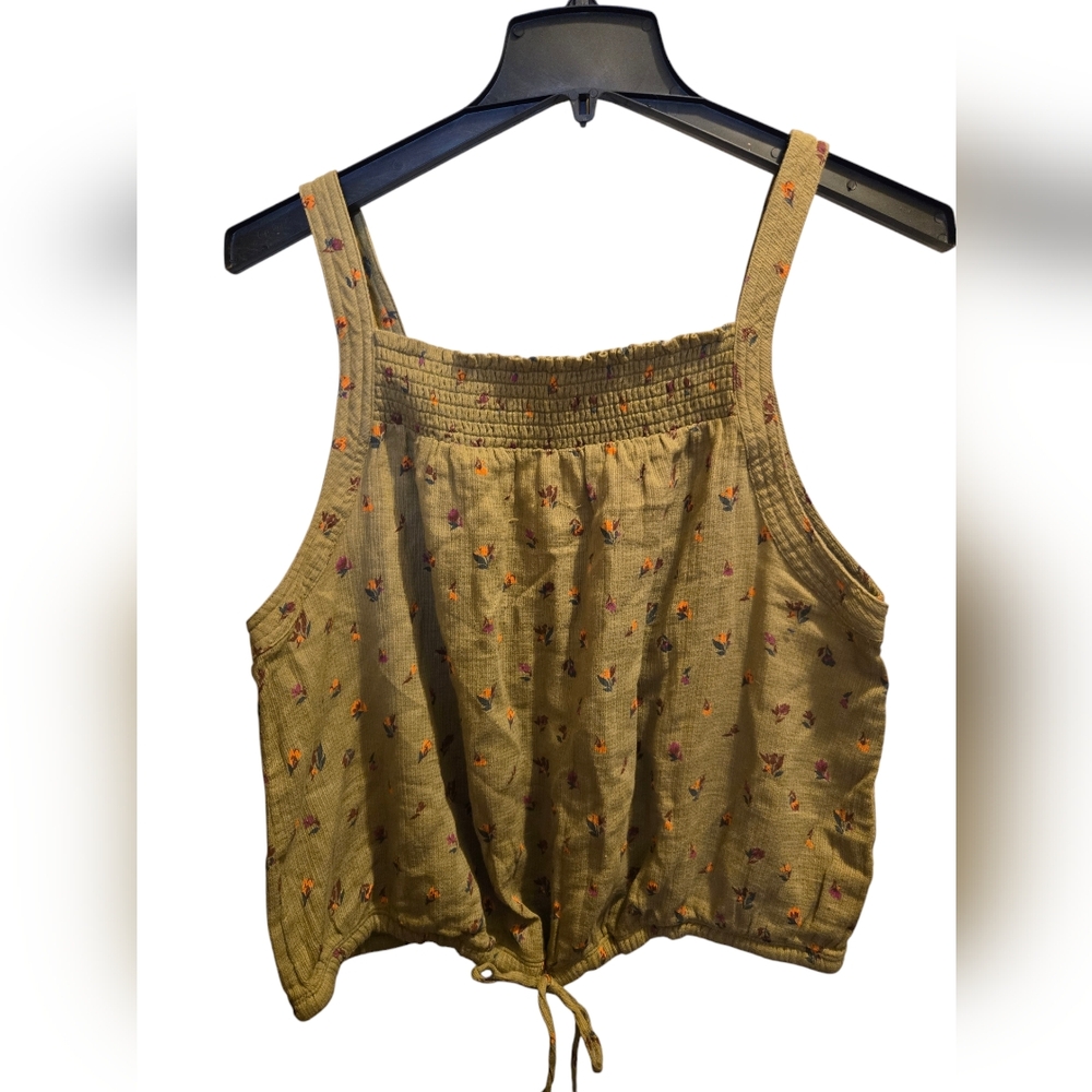 PrAna Little Palm Cami Floral Tan Women's Sleeve Top Size XLarge